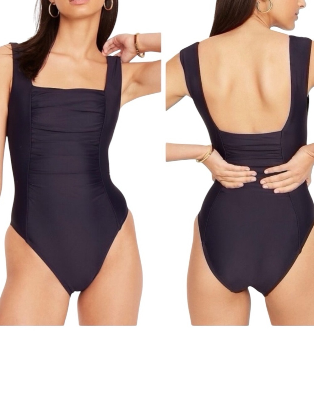 J.Crew Ruched Squareneck One-Piece Swimsuit Tummy Control NWT Sz 24 Style BF179